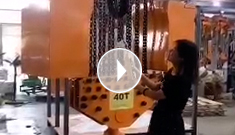 辰力集團(tuán)40噸電動葫蘆，美女親自現(xiàn)場測試中